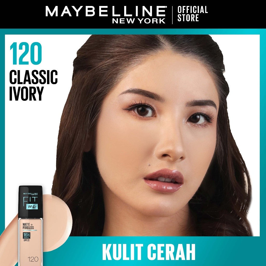 MAYBELLINE OFFICIAL Fit Me Matte + Poreless Liquid Foundation Make Up 30ml SPF 22 Makeup Ringan High Cover 16 Jam Oil Control Cushion Foundation Bedak Padat Cushion Foundation Bedak Padat Concealer BB Cream Foundation Waterproof Skin Tint Fondation
