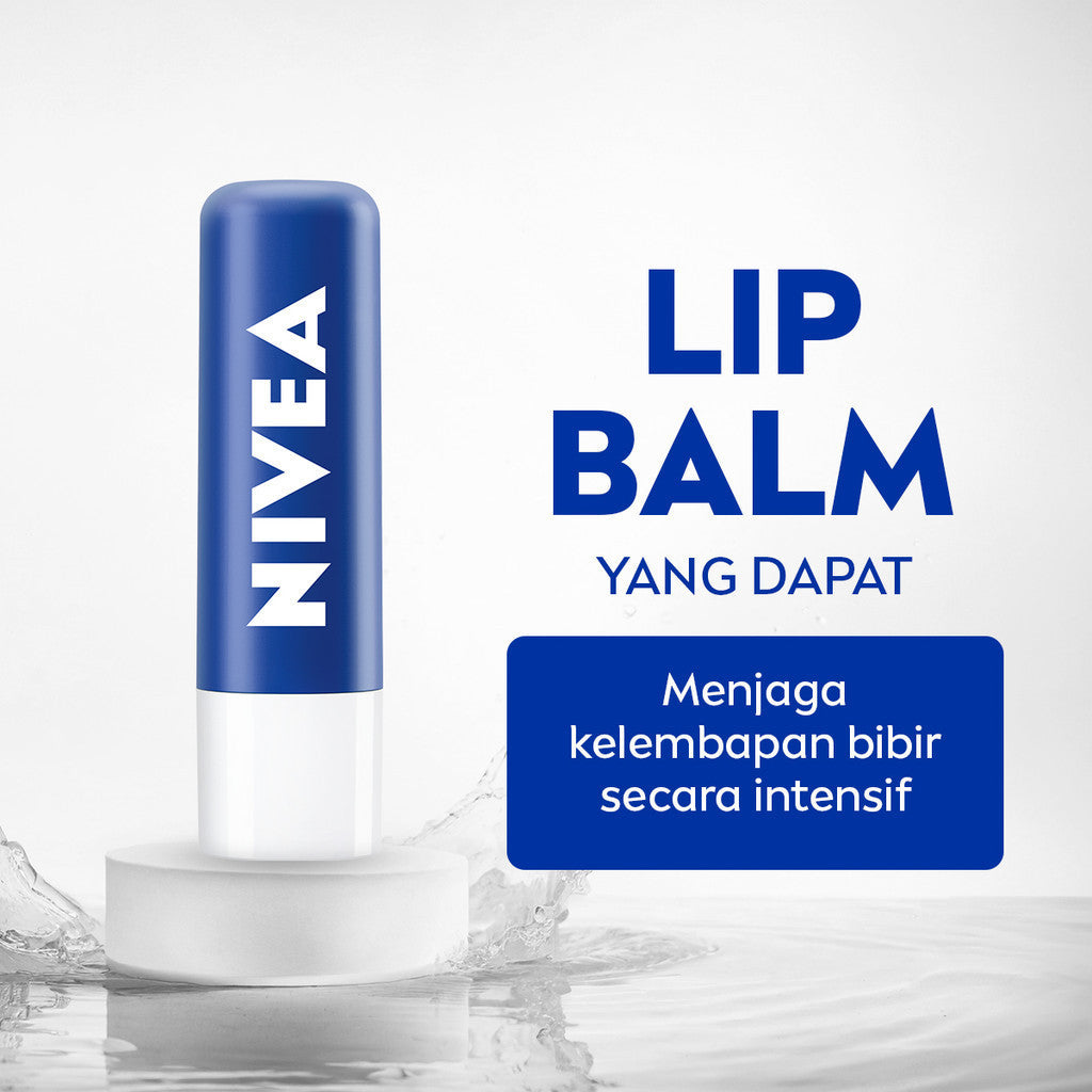NIVEA Lip Balm Original Essential 4.8gr - Pelembap bibir melembabkan plumpy kering pecah-pecah tahan lama melindungi bibir natural intensif lembap tidak lengket tidak berminyak lip care glossy - Jojoba Oil, Shea Butter