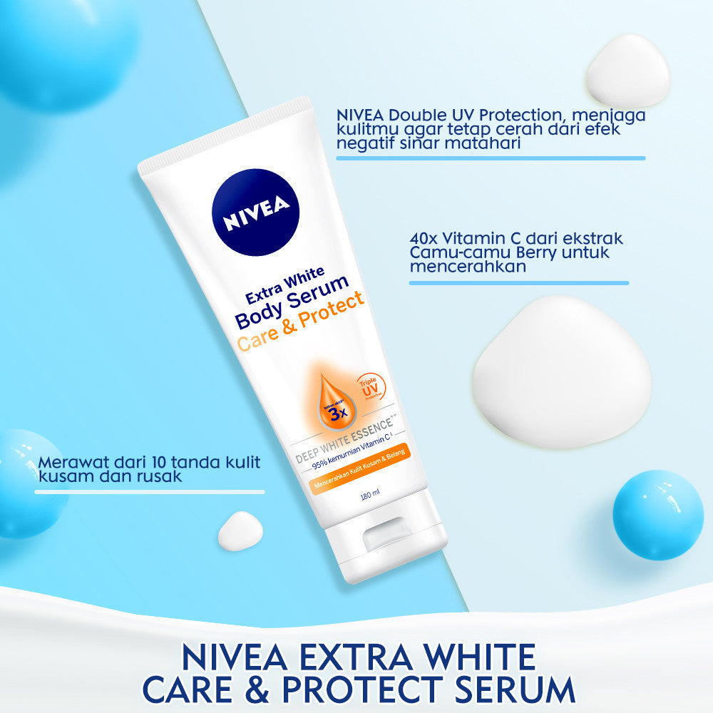 NIVEA Extra Bright Booster Day Set - C&E Body Lotion + Care & Protect Body Serum