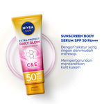 NIVEA SUN Sunscreen Body Serum Daily Glow Essence Serum SPF50+ PA+++ 180ml - Sunscreen badan serum sunblock mencerahkan SPF UV harian lightweight tekstur ringan cepat meresap tidak lengket no whitecast blue light polusi - 50x Vitamin C, Vitamin E