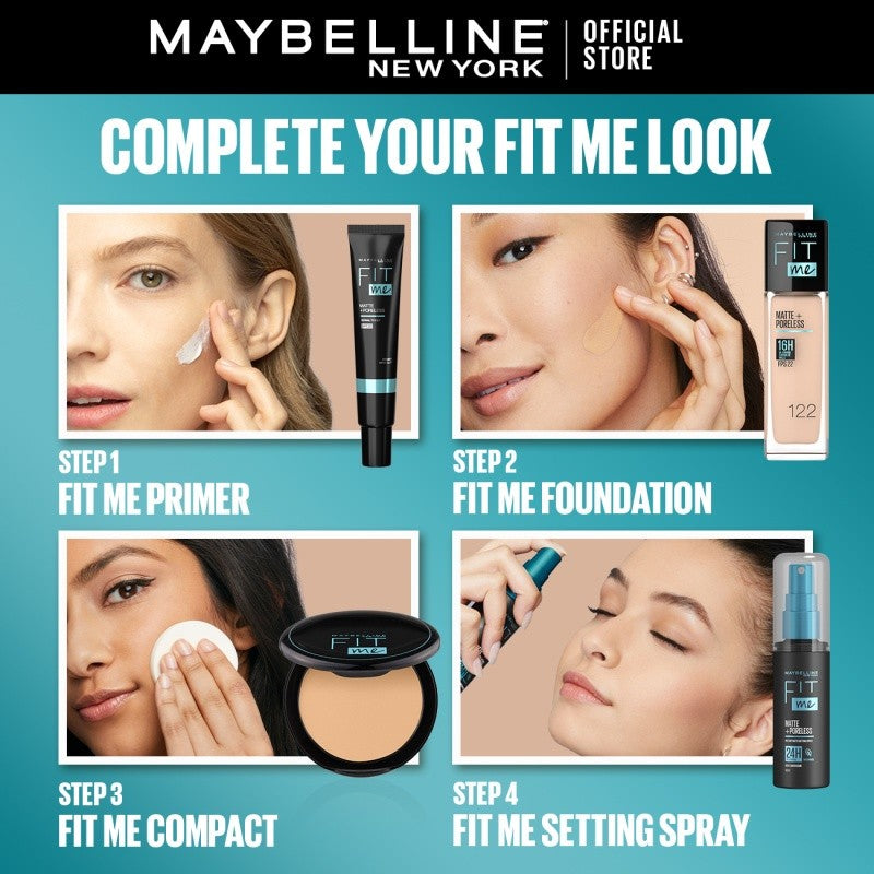 MAYBELLINE OFFICIAL Fit Me Matte + Poreless Liquid Foundation Make Up 30ml SPF 22 Makeup Ringan High Cover 16 Jam Oil Control Cushion Foundation Bedak Padat Cushion Foundation Bedak Padat Concealer BB Cream Foundation Waterproof Skin Tint Fondation