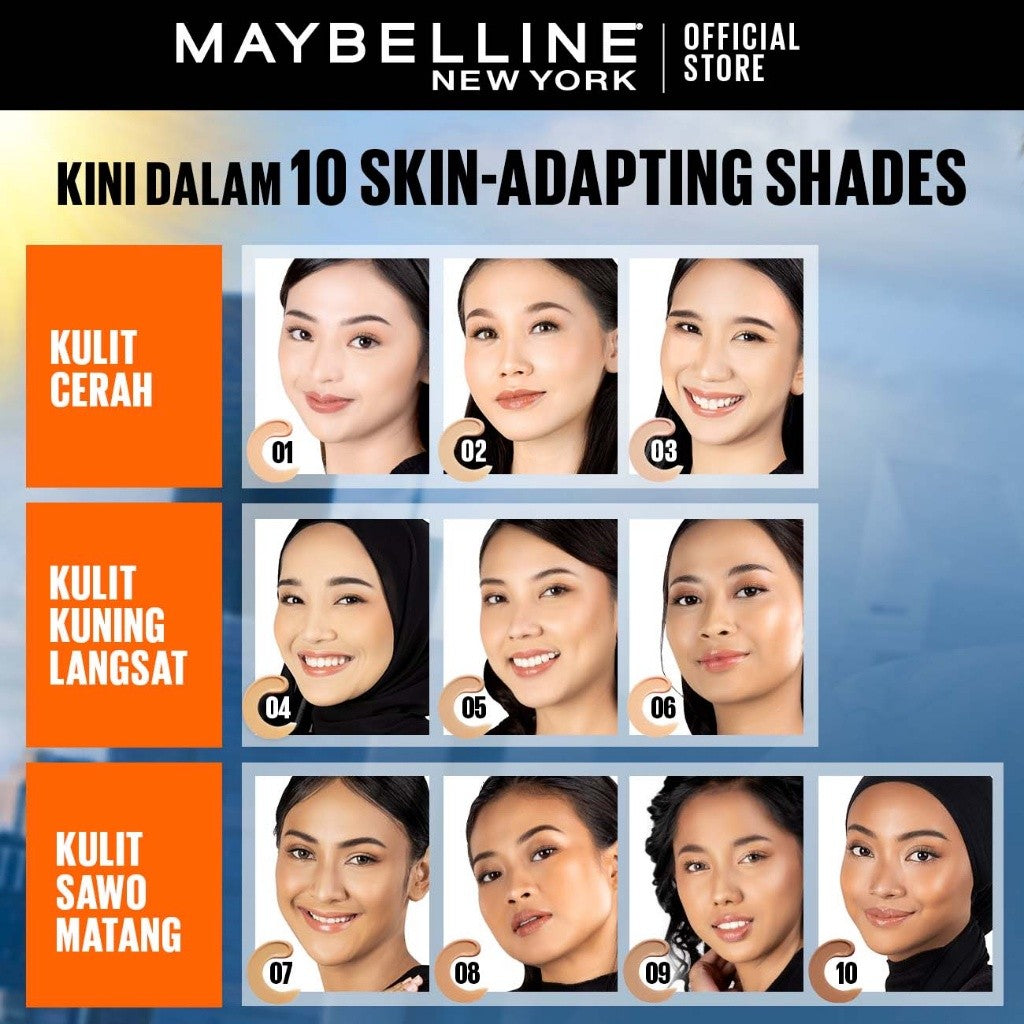 MAYBELLINE OFFICIAL Fit Me Fresh Tint 3 IN 1 30ml Skin Tint Foundation Tinted Sunscreen SPF 50 PA+++ Vitamin C Serum Face Makeup Natural Cushion Foundation Bedak Padat Concealer BB Cream Foundation Waterproof Skin Tint Fondation Sunblock