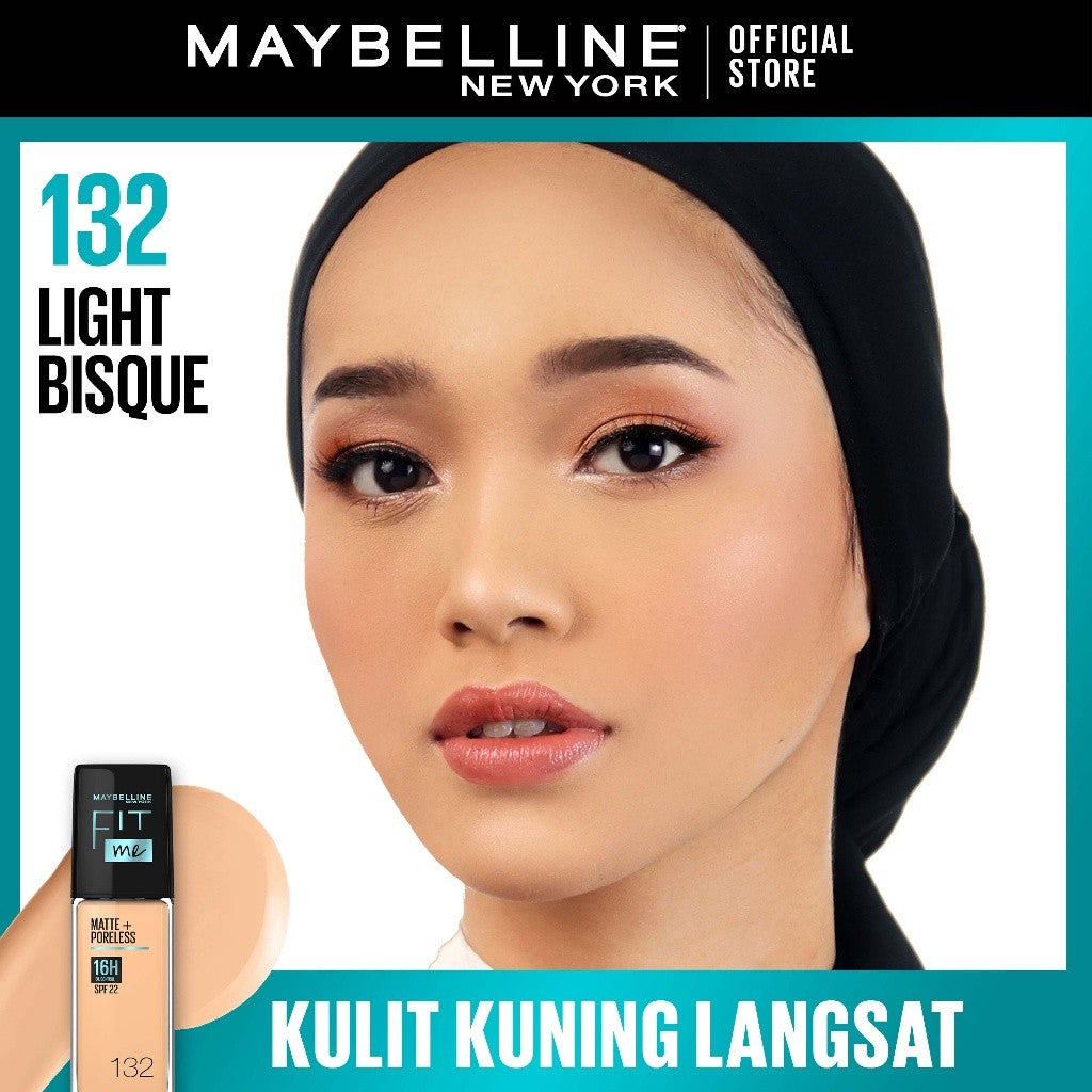 MAYBELLINE OFFICIAL Fit Me Matte + Poreless Liquid Foundation Make Up 30ml SPF 22 Makeup Ringan High Cover 16 Jam Oil Control Cushion Foundation Bedak Padat Cushion Foundation Bedak Padat Concealer BB Cream Foundation Waterproof Skin Tint Fondation