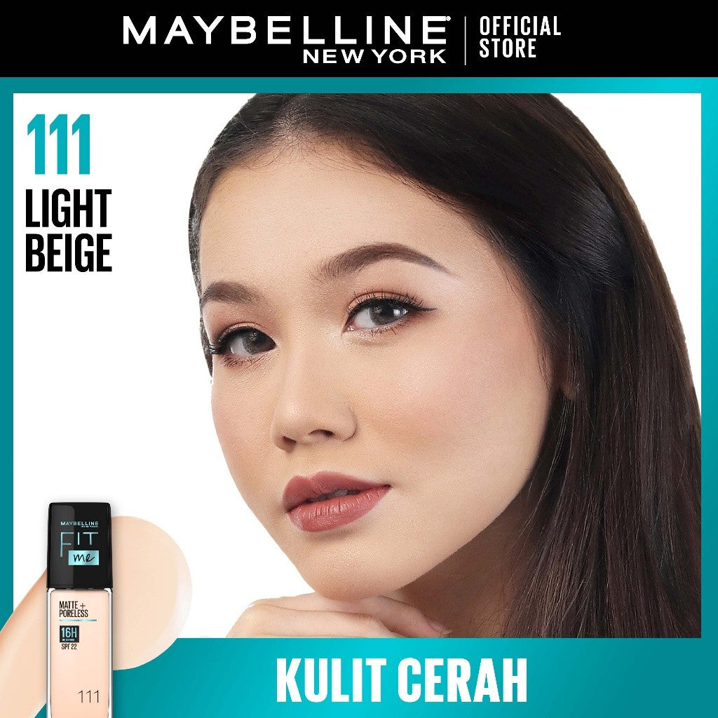 MAYBELLINE OFFICIAL Fit Me Matte + Poreless Liquid Foundation Make Up 30ml SPF 22 Makeup Ringan High Cover 16 Jam Oil Control Cushion Foundation Bedak Padat Cushion Foundation Bedak Padat Concealer BB Cream Foundation Waterproof Skin Tint Fondation