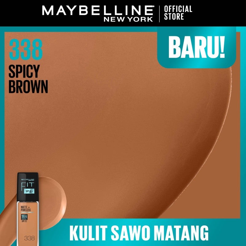 MAYBELLINE OFFICIAL Fit Me Matte + Poreless Liquid Foundation Make Up 30ml SPF 22 Makeup Ringan High Cover 16 Jam Oil Control Cushion Foundation Bedak Padat Cushion Foundation Bedak Padat Concealer BB Cream Foundation Waterproof Skin Tint Fondation