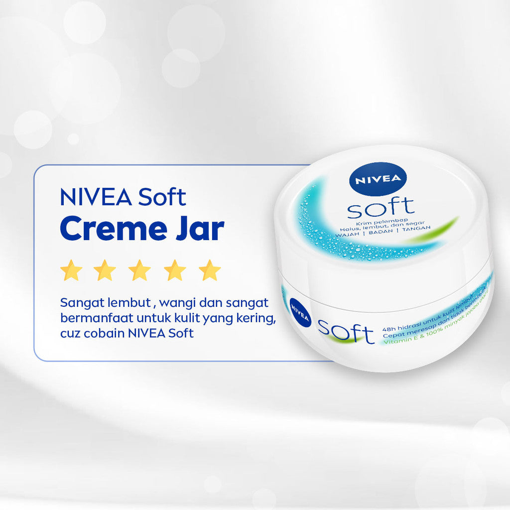 (PAKET HEMAT ISI 3) NIVEA Cream Moisturizer Soft Creme Jar 100ml - Hand body krim cream mositurizer multifungsi jar putih body care kulit kering kasar badan wajah muka sikut tumit memperbaiki skin barrier pelembab kulit - Vitamin E, Jojoba Oil