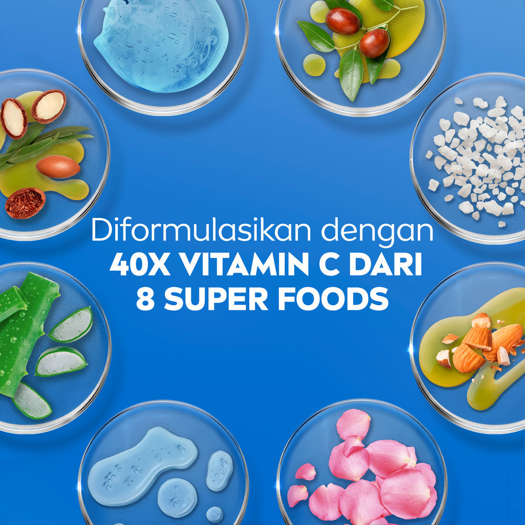 NIVEA Body Serum Extra Bright Radiant & Smooth UV Filter 180ml - Hand body serum lotion moisturizer mencerahkan kulit kusam halus lembut badan glowing brightening tone up serum melembabkan kulit kering - 95% Vitamin C, UVA UVB Filter, 8 Super food