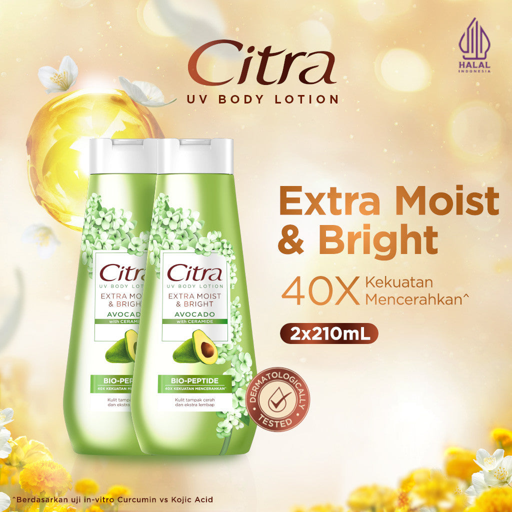 Citra UV Body Lotion Extra Moist & Bright Avocado 210ML Twinpack - Mencerahkan dan Melembapkan