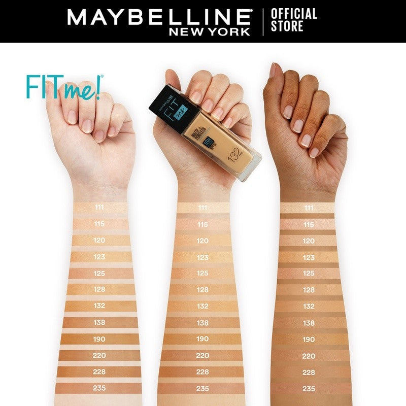 MAYBELLINE OFFICIAL Fit Me Matte + Poreless Liquid Foundation Make Up 30ml SPF 22 Makeup Ringan High Cover 16 Jam Oil Control Cushion Foundation Bedak Padat Cushion Foundation Bedak Padat Concealer BB Cream Foundation Waterproof Skin Tint Fondation