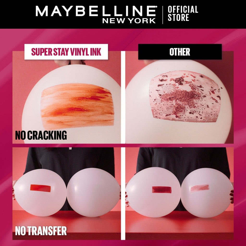 MAYBELLINE OFFICIAL Superstay Vinyl Ink 4.2 ml LIMITED EDITION - Shiny Pigmented Liquid Lipstik Lipstick