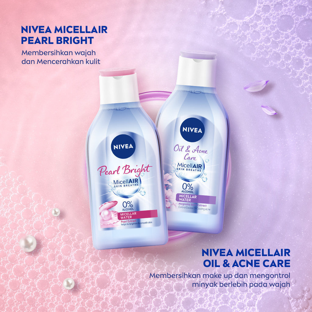 NIVEA Micellar Water MicellAir Oil & Acne Care 400ml - Pembersih make up aman untuk kulit berminyak jerawat sensitif oily acne prone skin penghapus riasan wajah double cleansing tanpa alkohol - Magnolia Bark Extract, 0% Alcohol