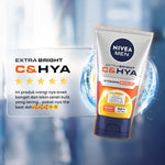 NIVEA MEN Vitamin Scrub Extra Bright C&HYA 100ml - Sabun cuci muka pria scrub mencerahkan mengangkat sel kulit mati brightening kulit kusam facial wash pembersih wajah cerah membersihkan pori pori polusi debu kotoran - Vitamin C, Hyaluronic acid