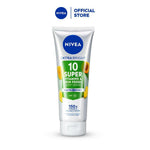 NIVEA Body Serum Extra Bright 10 Super Vitamins Youth Protect SPF15 320ml - Hand body serum lotion moisturizer mencerahkan kulit mengencangkan kulit kendur kencang melembabkan kering anti aging penuaan dini - 150x Vitamin C, Collagen, antioksidan