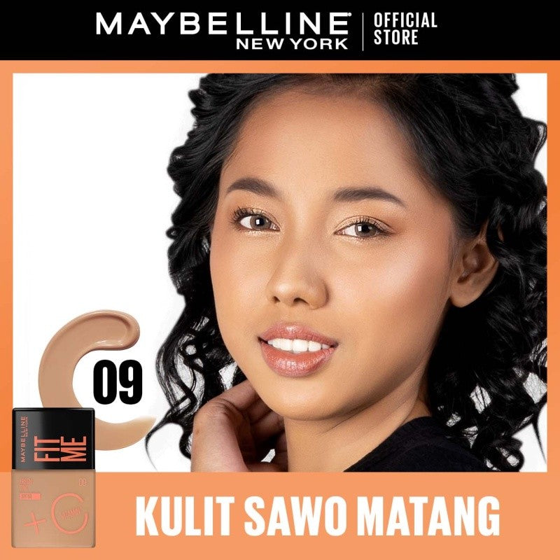 MAYBELLINE OFFICIAL Fit Me Fresh Tint 3 IN 1 30ml Skin Tint Foundation Tinted Sunscreen SPF 50 PA+++ Vitamin C Serum Face Makeup Natural Cushion Foundation Bedak Padat Concealer BB Cream Foundation Waterproof Skin Tint Fondation Sunblock