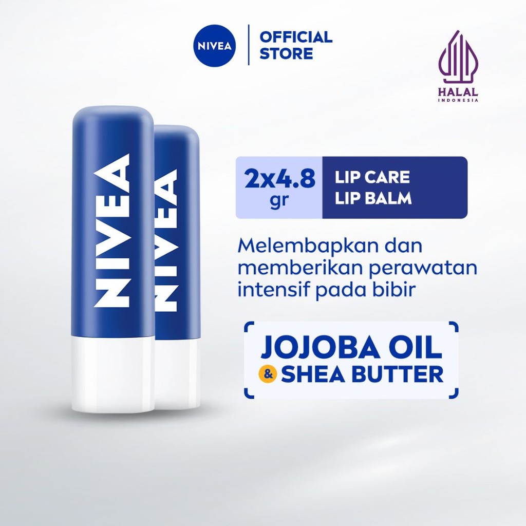 (PAKET HEMAT ISI 2) NIVEA Lip Balm Original Essential 4.8gr - Pelembap bibir melembabkan plumpy kering pecah-pecah tahan lama melindungi bibir natural intensif lembap tidak lengket tidak berminyak lip care glossy - Jojoba Oil, Shea Butter