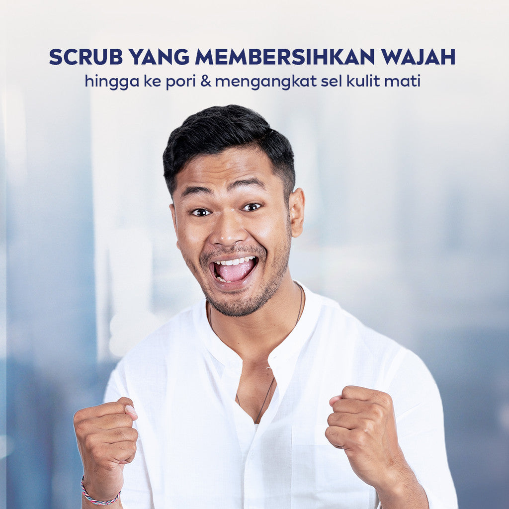 (PAKET HEMAT ISI 2) NIVEA MEN Vitamin Scrub Extra Bright C&HYA 100ml - Sabun cuci muka pria scrub mencerahkan angkat sel kulit mati brightening kulit kusam pembersih wajah cerah membersihkan pori pori polusi debu kotoran - Vitamin C, Hyaluronic acid