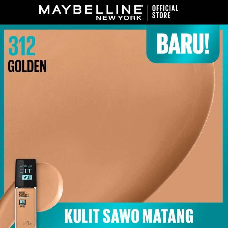 MAYBELLINE OFFICIAL Fit Me Matte + Poreless Liquid Foundation Make Up 30ml SPF 22 Makeup Ringan High Cover 16 Jam Oil Control Cushion Foundation Bedak Padat Cushion Foundation Bedak Padat Concealer BB Cream Foundation Waterproof Skin Tint Fondation