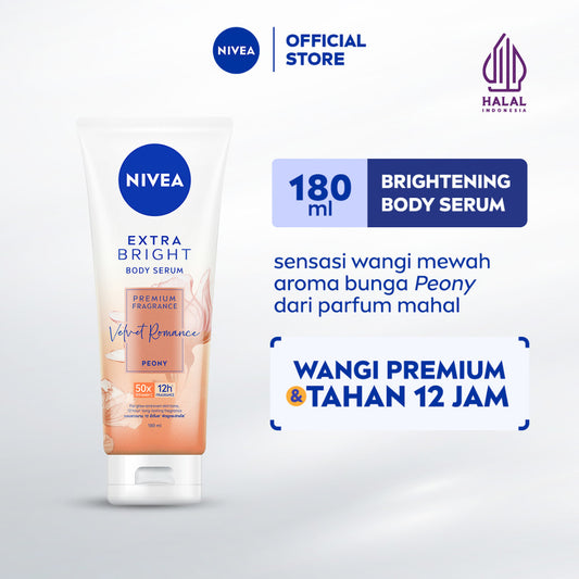 NIVEA Body Serum Extra Bright Premium Fragrance Velvet Romance 180ml - Hand body serum lotion moisturizer wangi parfum mahal kalem tahan lama mencerahkan kulit kusam badan glowing brightening tone up melembabkan kering - 50x Vitamin C