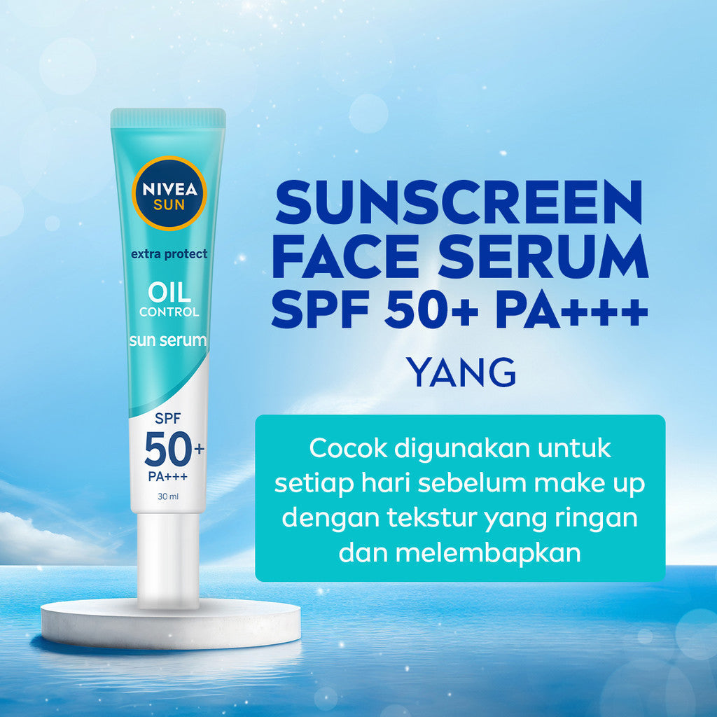 NIVEA SUN Sunscreen Face Serum Extra Protect Oil Control SPF50+ PA+++ 30ml - Sunscreen wajah serum sunblock tidak berminyak SPF UV harian lightweight gel tekstur ringan cepat meresap tidak lengket no whitecast - L-Carnitine