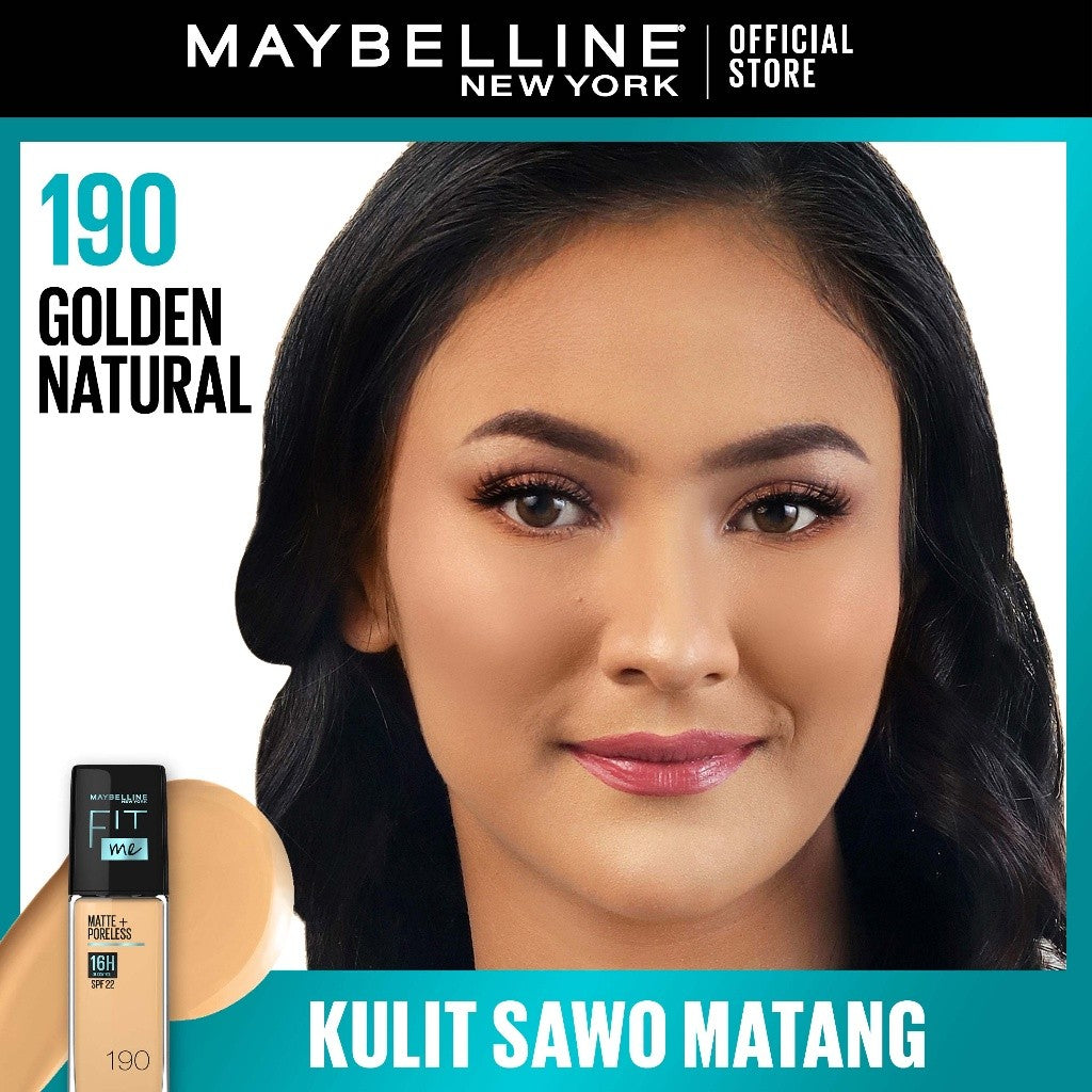 MAYBELLINE OFFICIAL Fit Me Matte + Poreless Liquid Foundation Make Up 30ml SPF 22 Makeup Ringan High Cover 16 Jam Oil Control Cushion Foundation Bedak Padat Cushion Foundation Bedak Padat Concealer BB Cream Foundation Waterproof Skin Tint Fondation