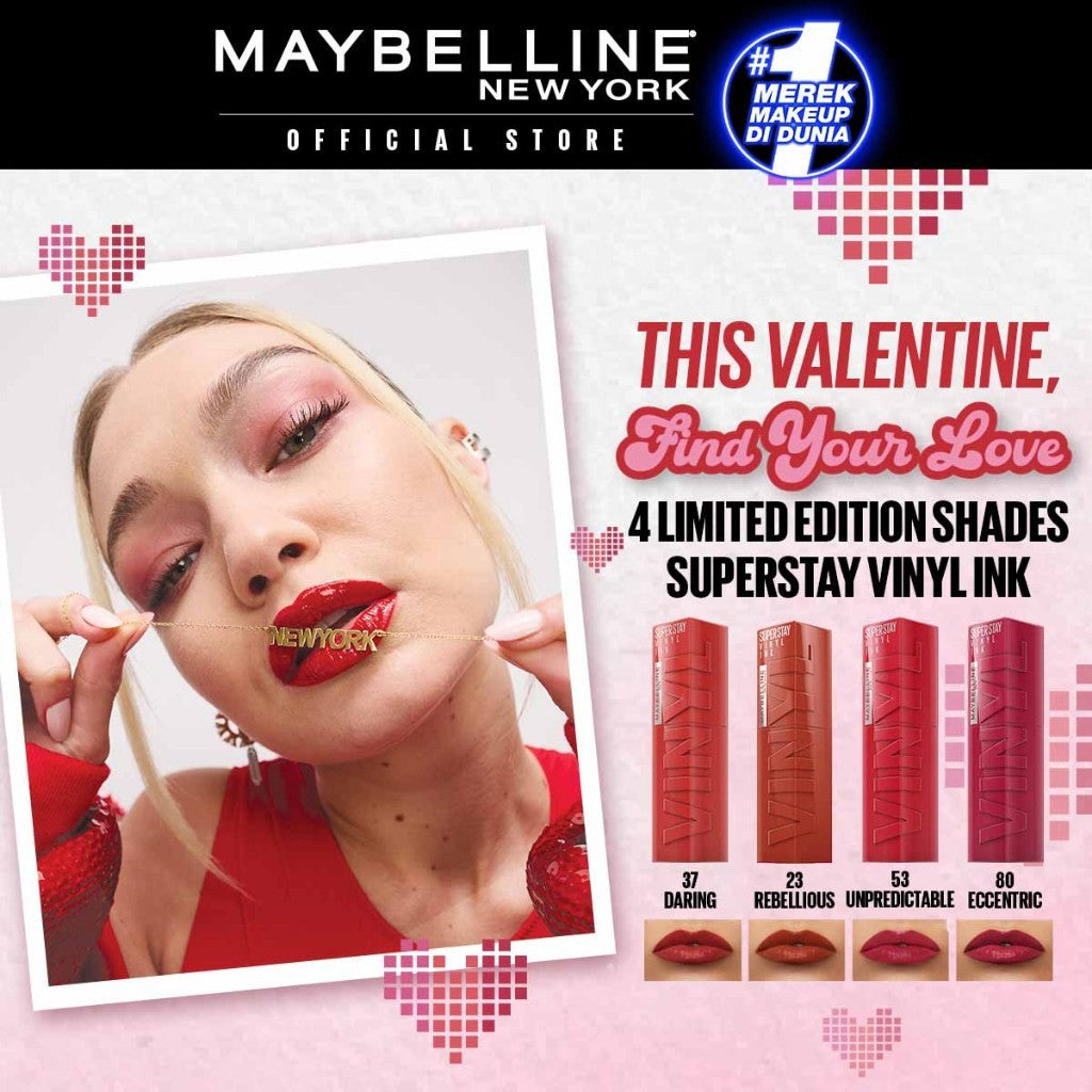 MAYBELLINE OFFICIAL Superstay Vinyl Ink 4.2 ml LIMITED EDITION - Shiny Pigmented Liquid Lipstik Lipstick