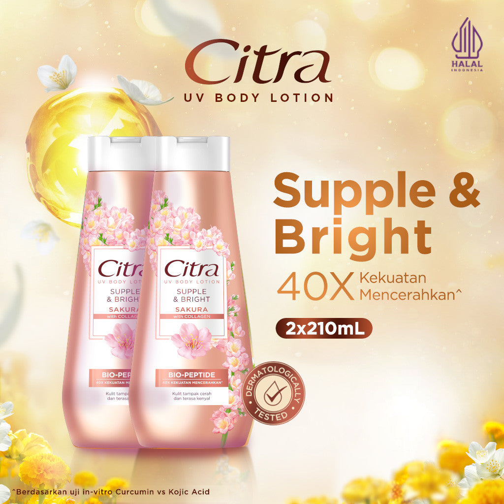 Citra UV Body Lotion Supple & Bright Sakura 210ML Twinpack - Mencerahkan dan Kenyal
