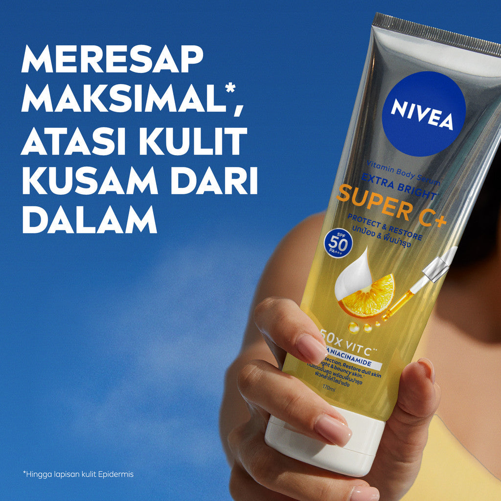 Anti Aging Bundle - NIVEA Body Serum Extra Bright Super C+ SPF 50+ PA+++ 170ml & 10 Super Vitamins Anti Dark Spot 180ml