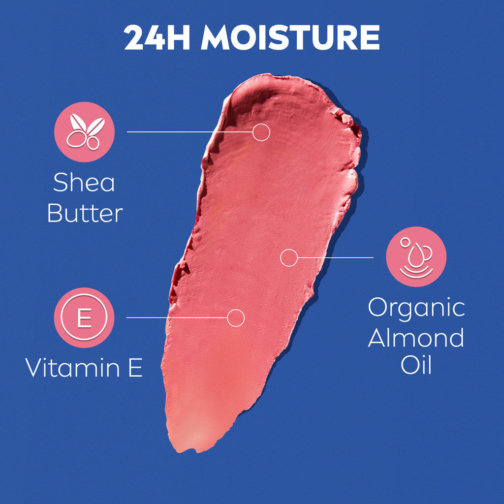 NIVEA Lip Balm Color Day & Night Care Rose + Overnight 2 x 4.8gr - Perawatan bibir sepanjang hari untuk pagi & malam melembapkan bibir hingga 24 jam & merawat bibir secara intensif di malam hari - SPF30, Shea Butter, Vitamin E