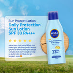 (PAKET HEMAT ISI 3) NIVEA Body Lotion Daily Protection Sun SPF33 100ml - Sunscreen badan lotion sunblock sunblok SPF UV mencerahkan melembabkan 24 jam harian cepat meresap tidak lengket tekstur ringan anti radikal bebas no whitecast - Hydra IQ, Vitamin C