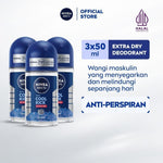 (PAKET HEMAT ISI 3) NIVEA MEN Deodorant Roll On Cool Kick 50ml - Deodoran pria perlindungan ekstra kering dari keringat bau badan dan sensasi dingin dan wangi sporty seharian - Antiperspiran, tidak mengandung ethyl alkohol cocok semua jenis kulit