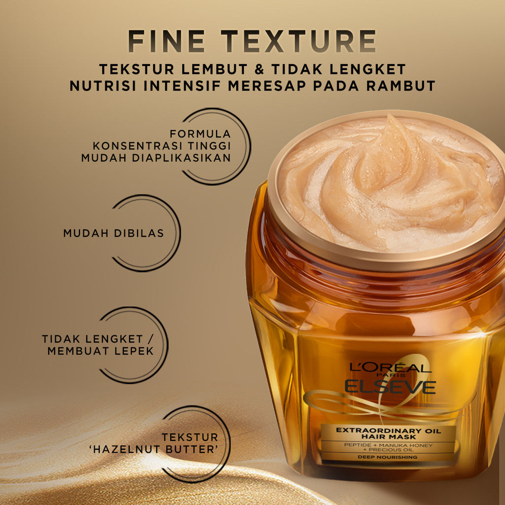 [BARU] L'Oreal Paris Elseve Extraordinary Oil Mask 250mL | Refill Mask 250mL | Nutrisi Rambut Kering, Kusam, dan Rusak | Untuk Rambut Frizzy - Kusut