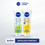 Exfoliate & Protect Bundle - NIVEA Body Serum Extra Bright Super C+ SPF 50+ PA+++ 170ml & C&AHA Skin Renewal 170ml