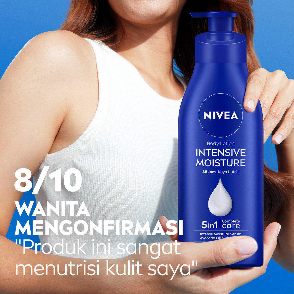 (PAKET HEMAT ISI 3) NIVEA Body Lotion Intensive Moisture 380ml - Hand body lotion mositurizer 48 jam body care kulit kering kasar bersisik pecah-pecah memperbaiki skin barrier pelembab melembutkan badan - Vitamin E, Grapeseed oil, Avocado oil, Hydra IQ