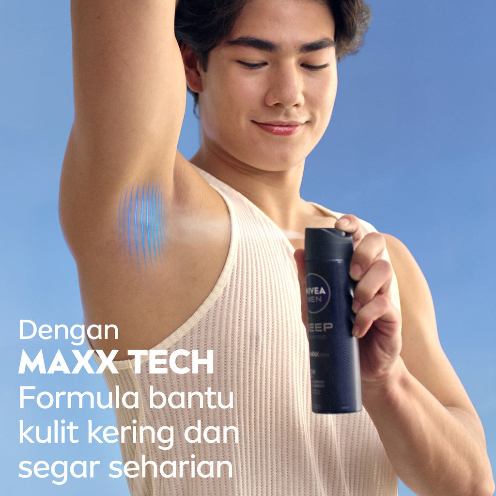 (PAKET HEMAT ISI 3) NIVEA MEN Deodorant Roll On Deep Darkwood 50ml - Deodoran pria melawan bakteri keringat bau badan dengan wangi parfum premium maskulin blackwood menjaga ketiak kering tahan lama seharian - Antiperspiran, Black charcoal