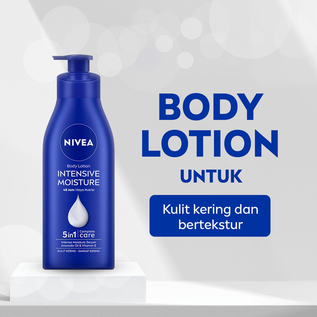 (PAKET HEMAT ISI 3) NIVEA Body Lotion Intensive Moisture 380ml - Hand body lotion mositurizer 48 jam body care kulit kering kasar bersisik pecah-pecah memperbaiki skin barrier pelembab melembutkan badan - Vitamin E, Grapeseed oil, Avocado oil, Hydra IQ