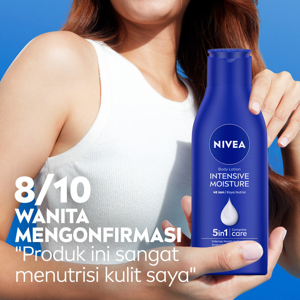 (PAKET HEMAT ISI 3) NIVEA Body Lotion Intensive Moisture 100ml - Hand body lotion mositurizer 48 jam body care kulit kering kasar bersisik pecah-pecah memperbaiki skin barrier pelembab melembutkan badan - Vitamin E, Grapeseed oil, Avocado oil, Hydra IQ