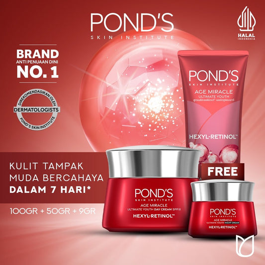 [Free Night Cream] POND'S Age Miracle Day Cream 50gr & Facial Foam 100gr