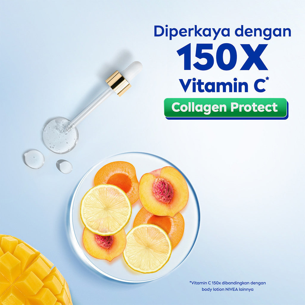 NIVEA Body Serum Extra Bright Vitamin Series (Niacinamide + Collagen + C&E) 180ml x3 - Mencerahkan, menyamarkan noda hitam, kulit kenyal dan terlihat muda dlm 5 hari - SPF15