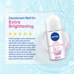 (PAKET HEMAT ISI 4) NIVEA Deodorant Roll On Extra Bright Radiant & Smooth 25ml - Deodoran wanita mencerahkan ketiak brightening glowing wangi segar seharian anti bau badan keringat - Vitamin C, Ekstrak Licorice, 0% alkohol cocok semua jenis kulit