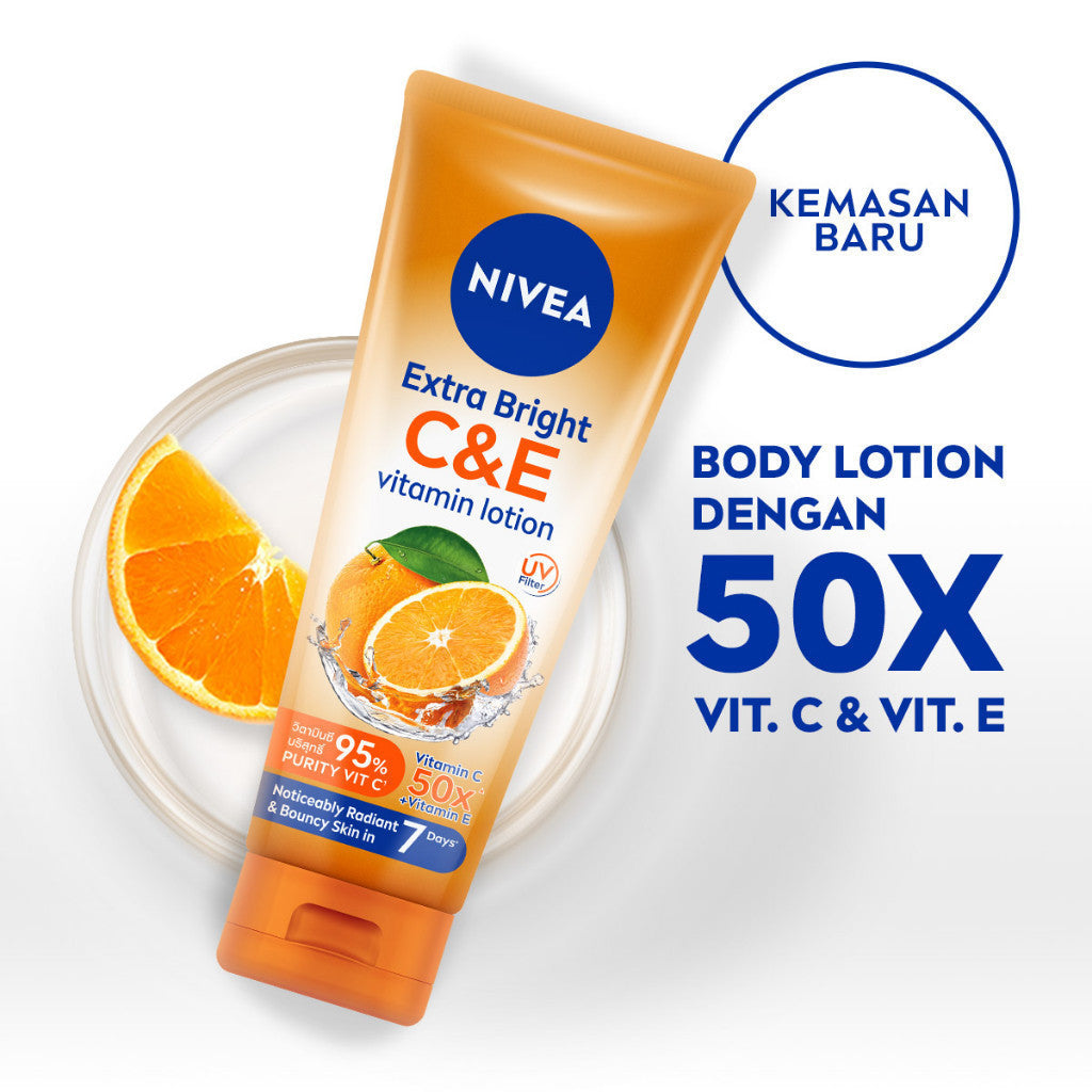NIVEA Extra Bright Booster Night Set - C&E Body Lotion + Night Nourish Body Serum