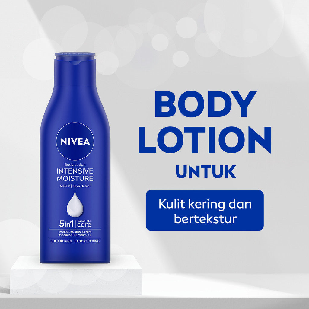 (PAKET HEMAT ISI 3) NIVEA Body Lotion Intensive Moisture 100ml - Hand body lotion mositurizer 48 jam body care kulit kering kasar bersisik pecah-pecah memperbaiki skin barrier pelembab melembutkan badan - Vitamin E, Grapeseed oil, Avocado oil, Hydra IQ