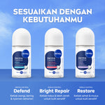 (PAKET HEMAT ISI 3) NIVEA Deodorant Roll On Derma Control Defend 50ml - Deodoran wanita skin barrier kulit ketiak sensitif perlindungan anti keringat berlebih bau badan penggunaan harian - Hyaluron, Vitamin B5, Antiperspiran, 0% Alkohol, Halal