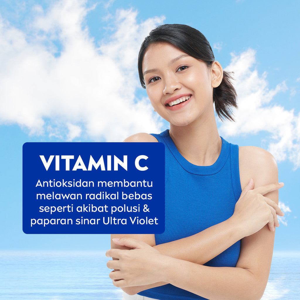 (PAKET HEMAT ISI 3) NIVEA Body Lotion Daily Protection Sun SPF33 100ml - Sunscreen badan lotion sunblock sunblok SPF UV mencerahkan melembabkan 24 jam harian cepat meresap tidak lengket tekstur ringan anti radikal bebas no whitecast - Hydra IQ, Vitamin C