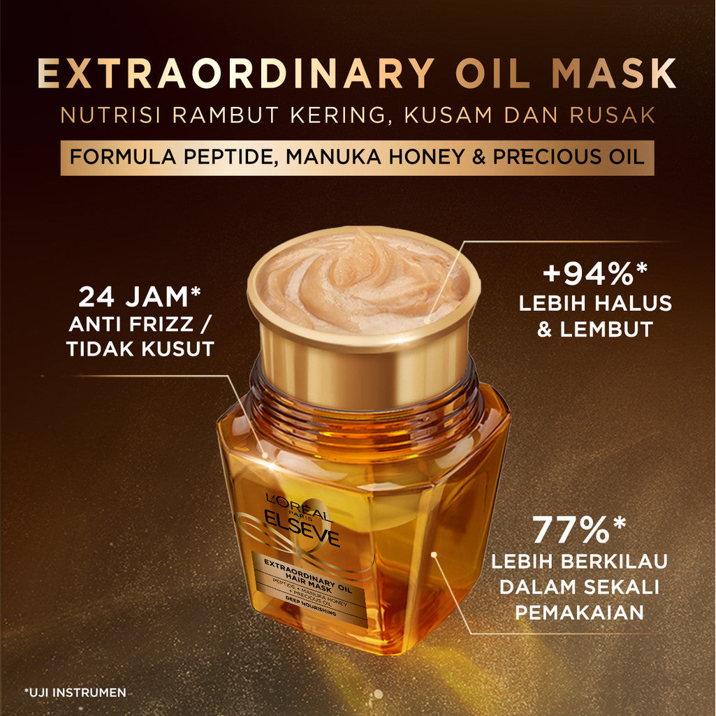 [BARU] L'Oreal Paris Elseve Extraordinary Oil Mask 250mL | Refill Mask 250mL | Nutrisi Rambut Kering, Kusam, dan Rusak | Untuk Rambut Frizzy - Kusut