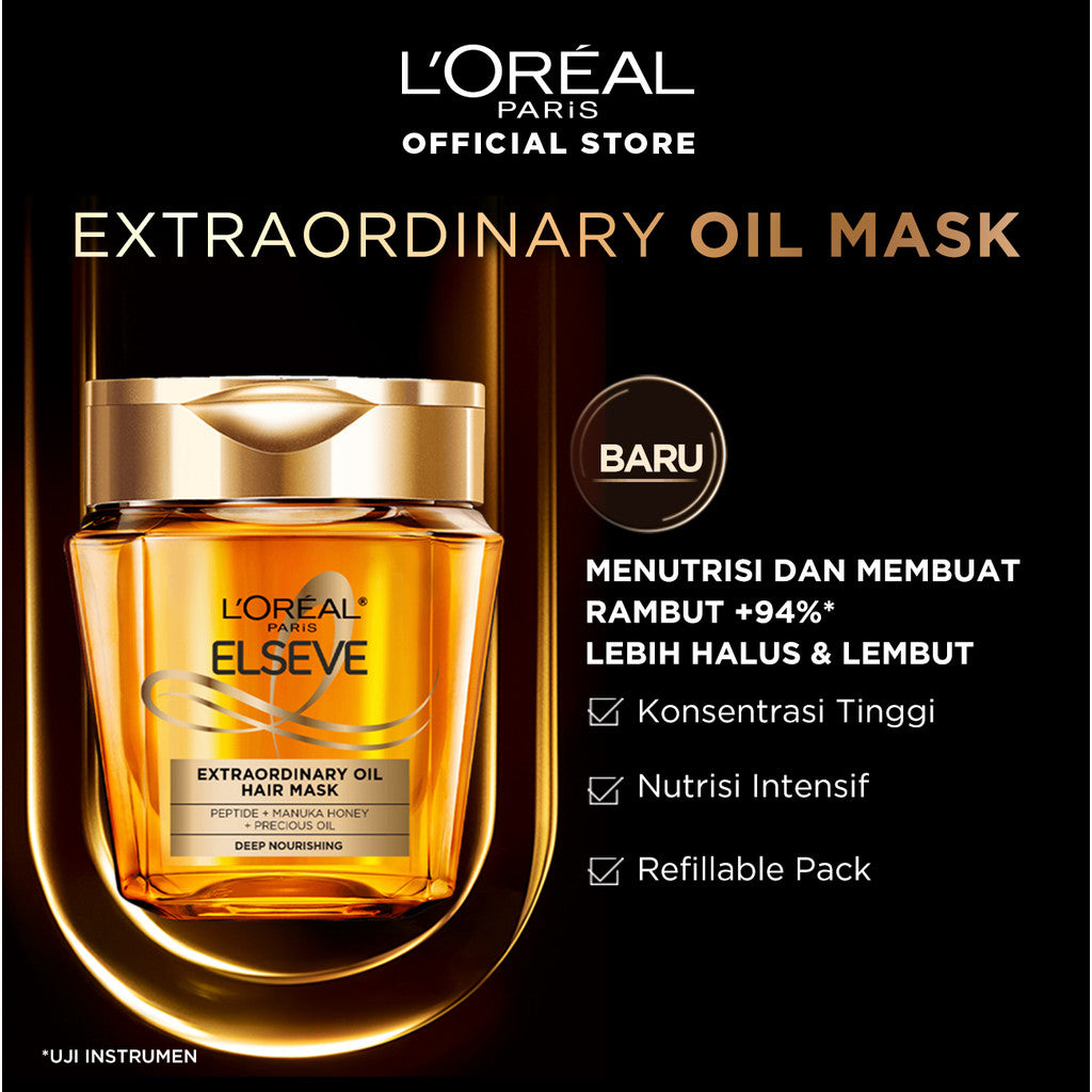 [BARU] L'Oreal Paris Elseve Extraordinary Oil Mask 250mL | Refill Mask 250mL | Nutrisi Rambut Kering, Kusam, dan Rusak | Untuk Rambut Frizzy - Kusut