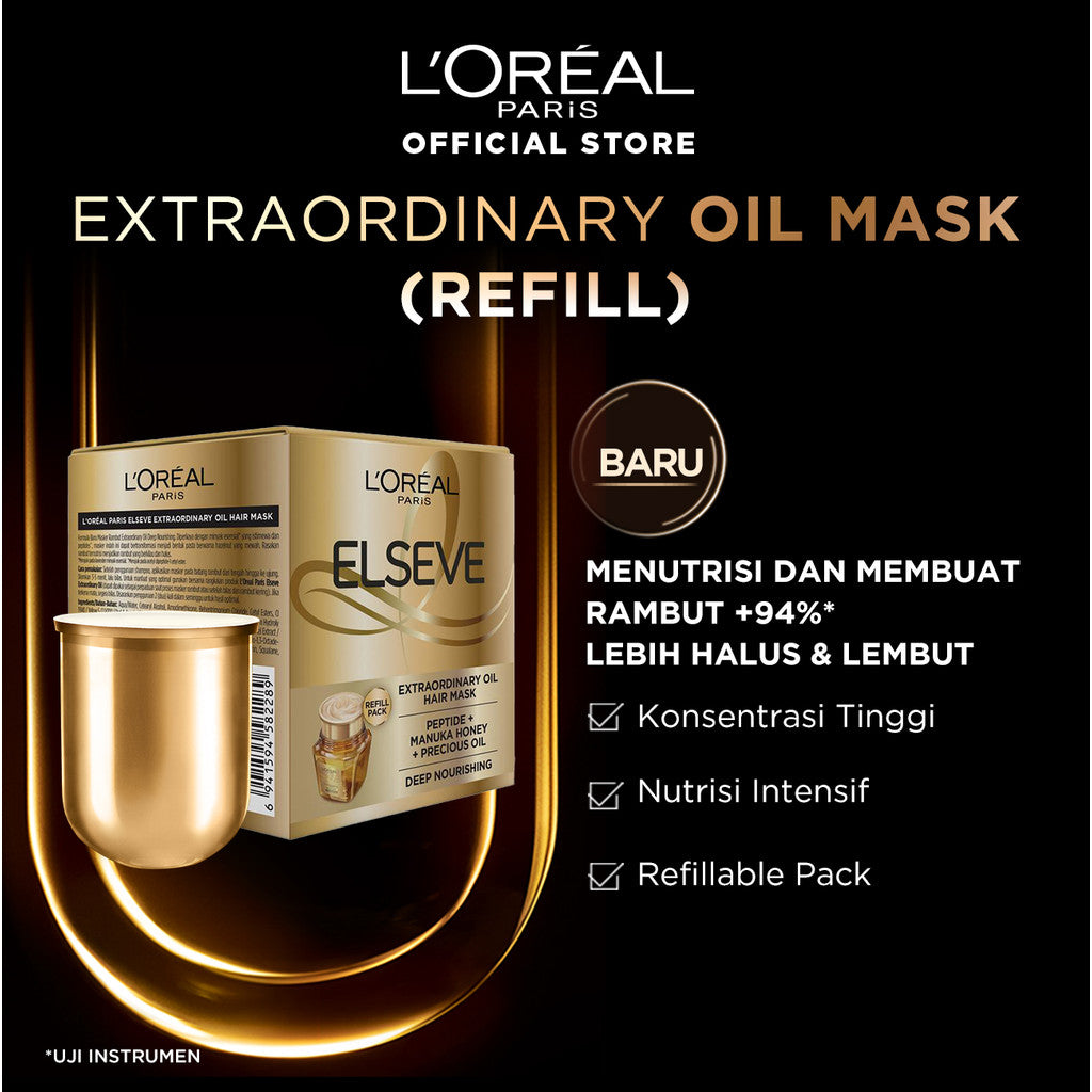 [BARU] L'Oreal Paris Elseve Extraordinary Oil Mask 250mL | Refill Mask 250mL | Nutrisi Rambut Kering, Kusam, dan Rusak | Untuk Rambut Frizzy - Kusut