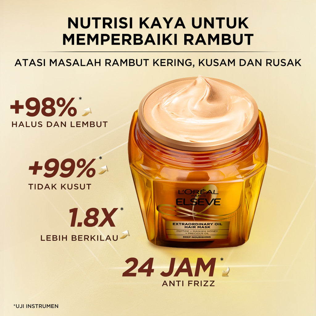 [BARU] L'Oreal Paris Elseve Extraordinary Oil Mask 250mL | Refill Mask 250mL | Nutrisi Rambut Kering, Kusam, dan Rusak | Untuk Rambut Frizzy - Kusut