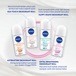 (PAKET HEMAT ISI 4) NIVEA Deodorant Roll On Extra Bright Radiant & Smooth 25ml - Deodoran wanita mencerahkan ketiak brightening glowing wangi segar seharian anti bau badan keringat - Vitamin C, Ekstrak Licorice, 0% alkohol cocok semua jenis kulit