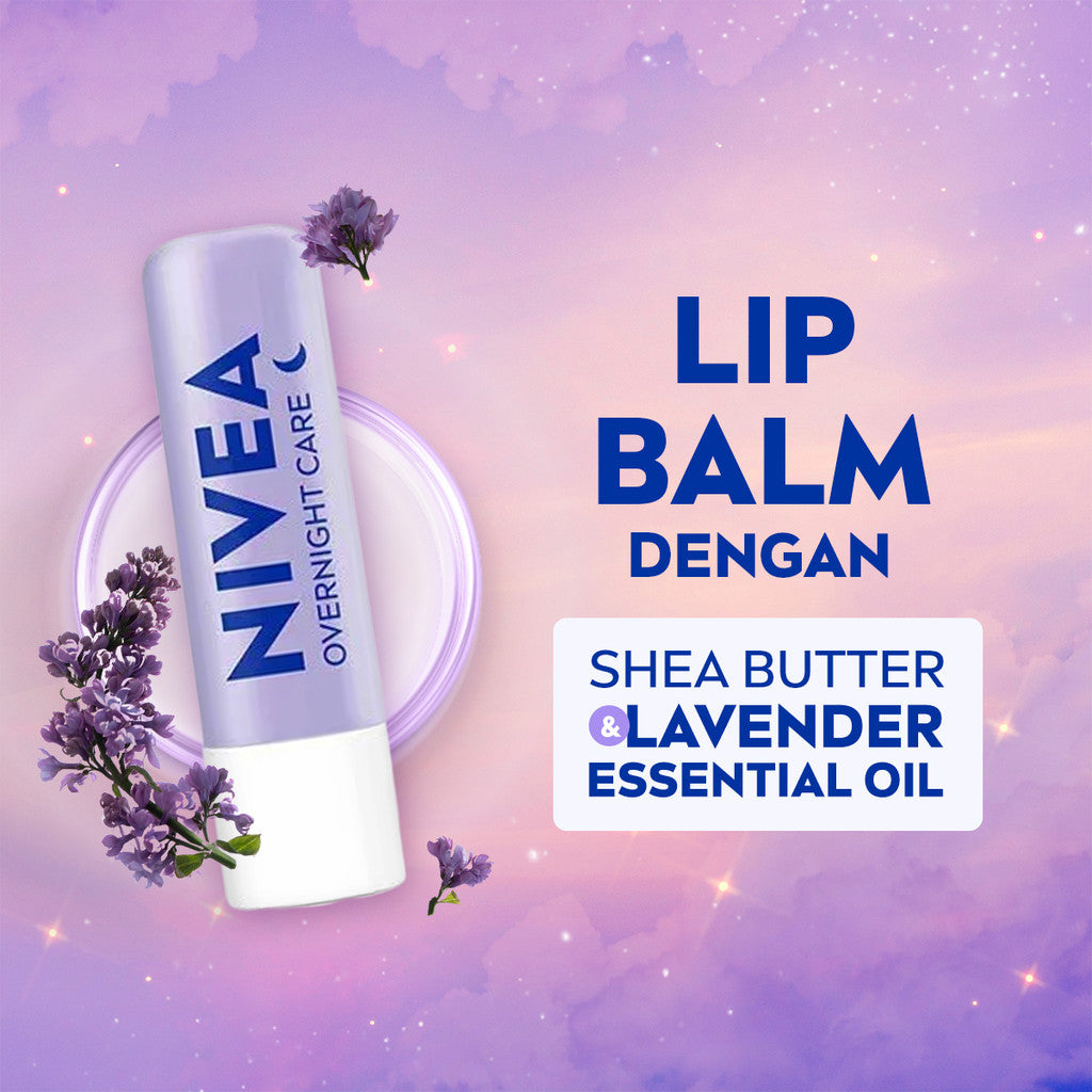 NIVEA Lip Balm Color Day & Night Care Coral + Overnight 2 x 4.8gr - Perawatan bibir sepanjang hari untuk pagi & malam melembapkan bibir hingga 24 jam & merawat bibir secara intensif di malam hari - SPF30, Shea Butter, Vitamin E