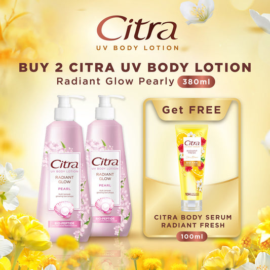 [Gratis Body Serum Radiant Fresh] Beli Citra UV Body Lotion Radiant Glow Pearl 380ML x2